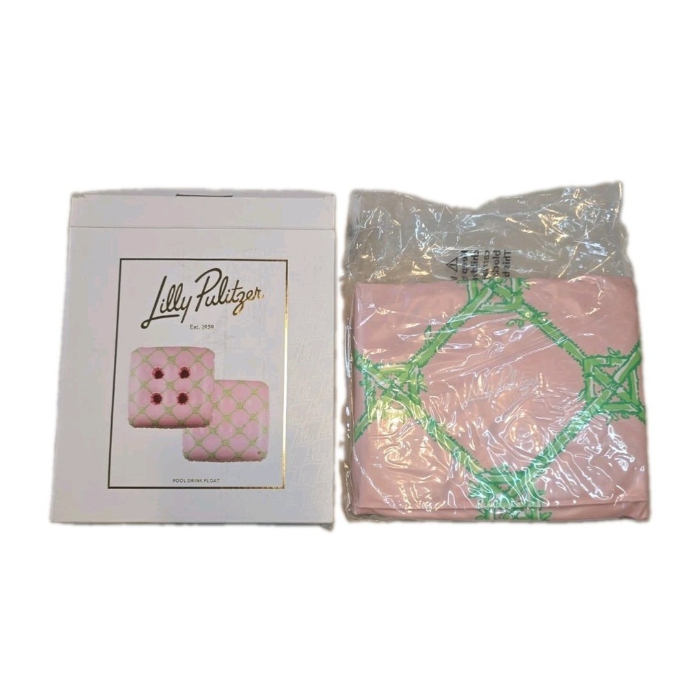 Lilly Pulitzer Pool Drink Float Inflatable Butterfly Trellis Pink Green NIB